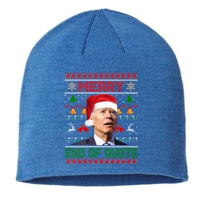 Santa Joe Biden Merry End Of Quote Christmas Ugly Sweater Gift Sustainable Beanie