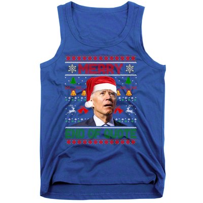 Santa Joe Biden Merry End Of Quote Christmas Ugly Sweater Gift Tank Top