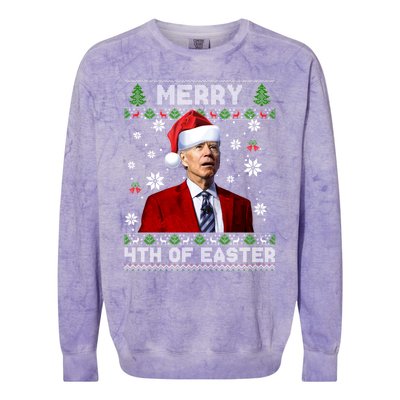 Santa Joe Biden Merry 4th Of Easter Funny FJB Anti Biden Ugly Christmas Sweater Colorblast Crewneck Sweatshirt