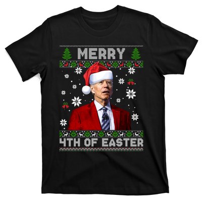 Santa Joe Biden Merry 4th Of Easter Funny FJB Anti Biden Ugly Christmas Sweater T-Shirt