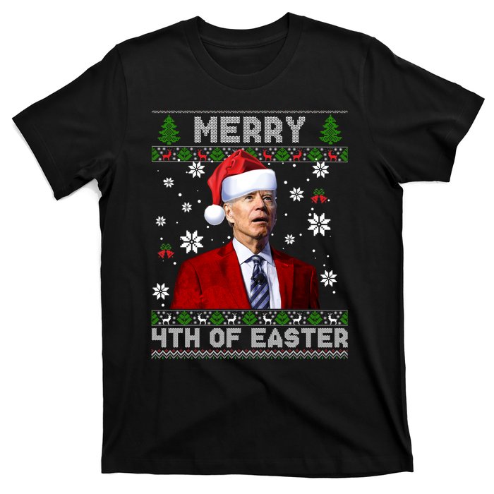 Santa Joe Biden Merry 4th Of Easter Funny FJB Anti Biden Ugly Christmas Sweater T-Shirt