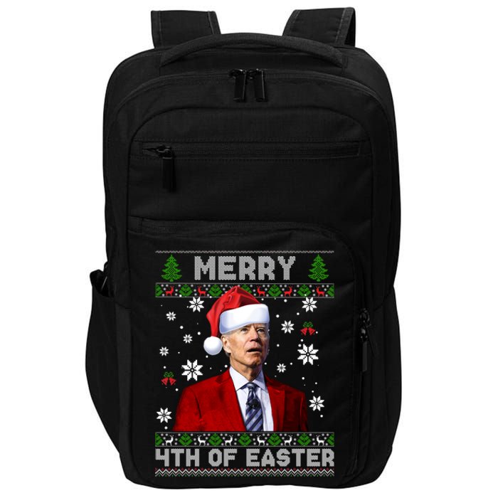 Santa Joe Biden Merry 4th Of Easter Funny FJB Anti Biden Ugly Christmas Sweater Impact Tech Backpack