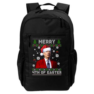 Santa Joe Biden Merry 4th Of Easter Funny FJB Anti Biden Ugly Christmas Sweater Daily Commute Backpack