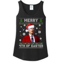 Santa Joe Biden Merry 4th Of Easter Funny FJB Anti Biden Ugly Christmas Sweater Ladies Essential Tank