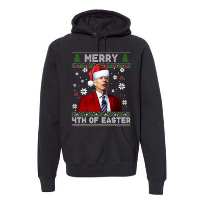 Santa Joe Biden Merry 4th Of Easter Funny FJB Anti Biden Ugly Christmas Sweater Premium Hoodie