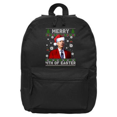 Santa Joe Biden Merry 4th Of Easter Funny FJB Anti Biden Ugly Christmas Sweater 16 in Basic Backpack