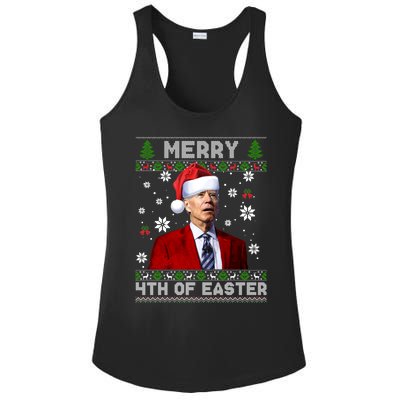 Santa Joe Biden Merry 4th Of Easter Funny FJB Anti Biden Ugly Christmas Sweater Ladies PosiCharge Competitor Racerback Tank