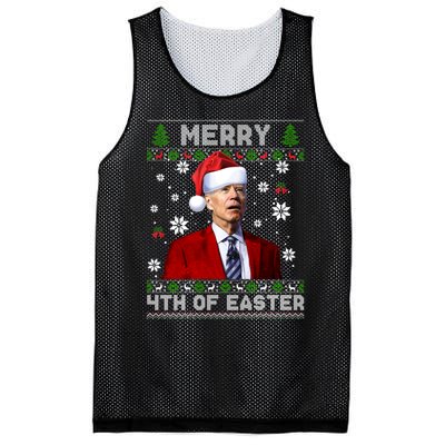 Santa Joe Biden Merry 4th Of Easter Funny FJB Anti Biden Ugly Christmas Sweater Mesh Reversible Basketball Jersey Tank