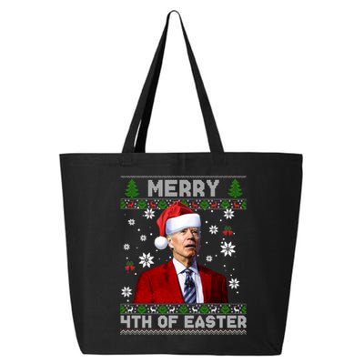 Santa Joe Biden Merry 4th Of Easter Funny FJB Anti Biden Ugly Christmas Sweater 25L Jumbo Tote