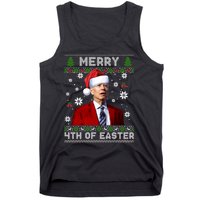 Santa Joe Biden Merry 4th Of Easter Funny FJB Anti Biden Ugly Christmas Sweater Tank Top