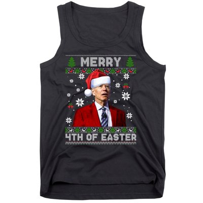 Santa Joe Biden Merry 4th Of Easter Funny FJB Anti Biden Ugly Christmas Sweater Tank Top