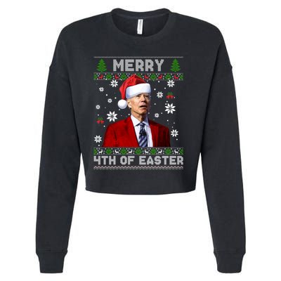 Santa Joe Biden Merry 4th Of Easter Funny FJB Anti Biden Ugly Christmas Sweater Cropped Pullover Crew