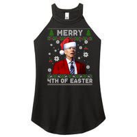 Santa Joe Biden Merry 4th Of Easter Funny FJB Anti Biden Ugly Christmas Sweater Women's Perfect Tri Rocker Tank