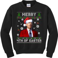 Santa Joe Biden Merry 4th Of Easter Funny FJB Anti Biden Ugly Christmas Sweater Kids Sweatshirt