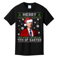 Santa Joe Biden Merry 4th Of Easter Funny FJB Anti Biden Ugly Christmas Sweater Kids T-Shirt