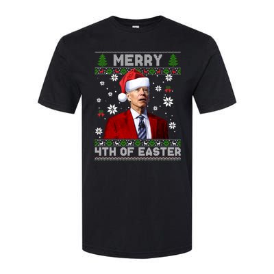 Santa Joe Biden Merry 4th Of Easter Funny FJB Anti Biden Ugly Christmas Sweater Softstyle CVC T-Shirt