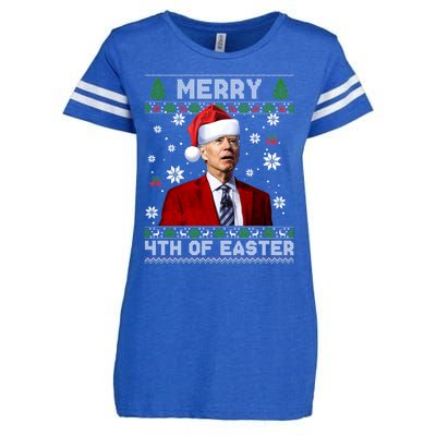 Santa Joe Biden Merry 4th Of Easter Funny FJB Anti Biden Ugly Christmas Sweater Enza Ladies Jersey Football T-Shirt