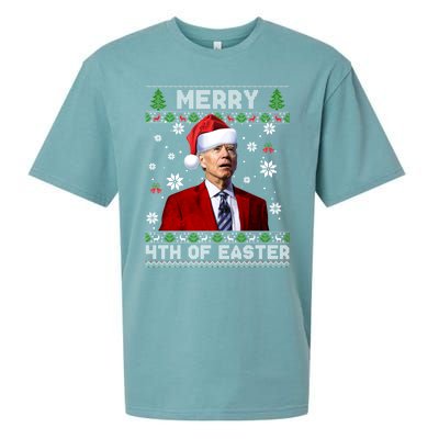 Santa Joe Biden Merry 4th Of Easter Funny FJB Anti Biden Ugly Christmas Sweater Sueded Cloud Jersey T-Shirt