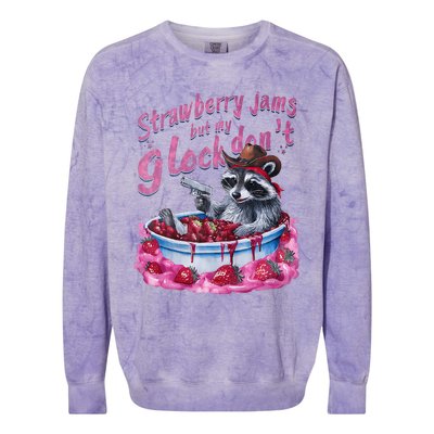 Strawberry Jams But My Dont Funny Raccoon Colorblast Crewneck Sweatshirt