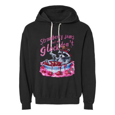 Strawberry Jams But My Dont Funny Raccoon Garment-Dyed Fleece Hoodie