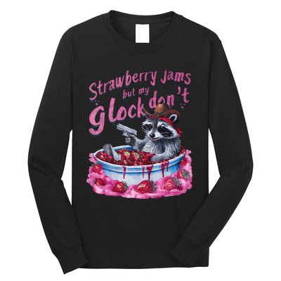 Strawberry Jams But My Dont Funny Raccoon Long Sleeve Shirt