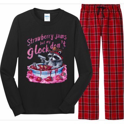 Strawberry Jams But My Dont Funny Raccoon Long Sleeve Pajama Set