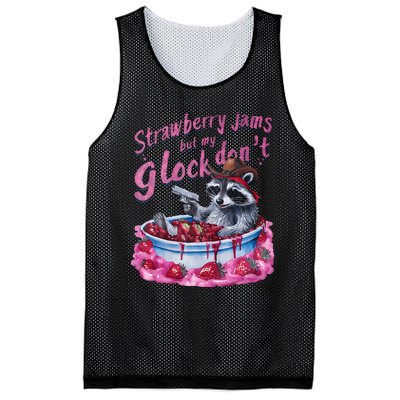 Strawberry Jams But My Dont Funny Raccoon Mesh Reversible Basketball Jersey Tank