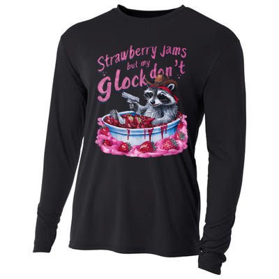 Strawberry Jams But My Dont Funny Raccoon Cooling Performance Long Sleeve Crew