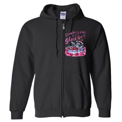 Strawberry Jams But My Dont Funny Raccoon Full Zip Hoodie