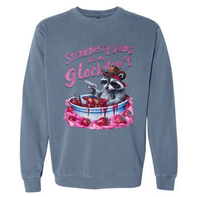 Strawberry Jams But My Dont Funny Raccoon Garment-Dyed Sweatshirt