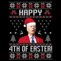 Santa Joe Biden Happy 4th Of Easter Funny FJB Anti Biden Ugly Christmas Sweater Flexfit Unipanel Trucker Cap