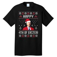 Santa Joe Biden Happy 4th Of Easter Funny FJB Anti Biden Ugly Christmas Sweater Tall T-Shirt