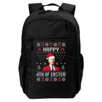 Santa Joe Biden Happy 4th Of Easter Funny FJB Anti Biden Ugly Christmas Sweater Daily Commute Backpack