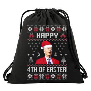 Santa Joe Biden Happy 4th Of Easter Funny FJB Anti Biden Ugly Christmas Sweater Drawstring Bag