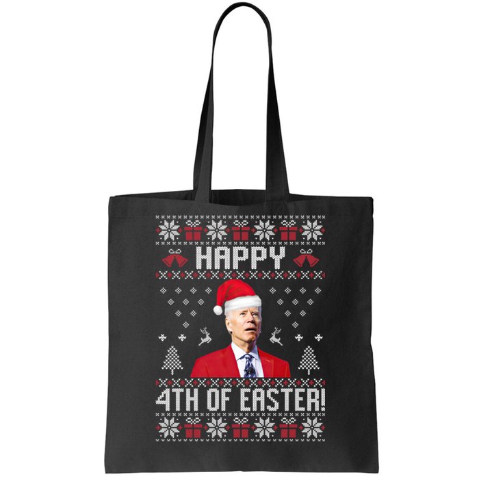 Santa Joe Biden Happy 4th Of Easter Funny FJB Anti Biden Ugly Christmas Sweater Tote Bag