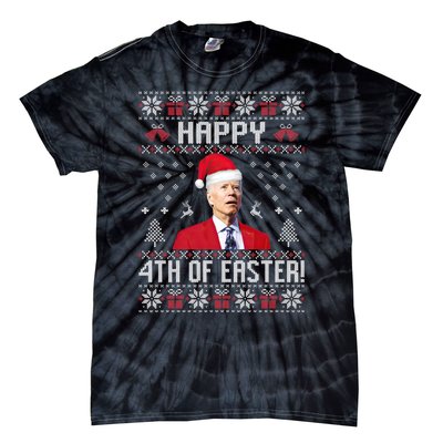 Santa Joe Biden Happy 4th Of Easter Funny FJB Anti Biden Ugly Christmas Sweater Tie-Dye T-Shirt