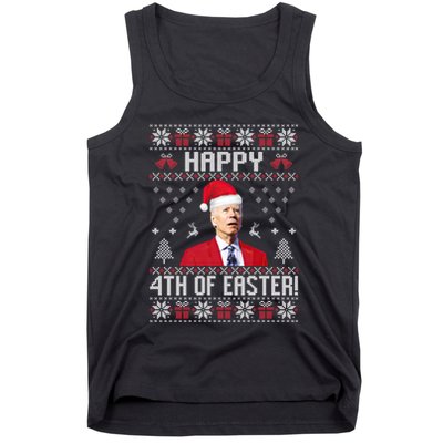 Santa Joe Biden Happy 4th Of Easter Funny FJB Anti Biden Ugly Christmas Sweater Tank Top