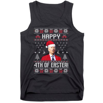 Santa Joe Biden Happy 4th Of Easter Funny FJB Anti Biden Ugly Christmas Sweater Tank Top