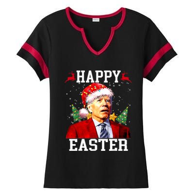 Santa Joe Biden Happy Easter Ugly Christmas Ladies Halftime Notch Neck Tee