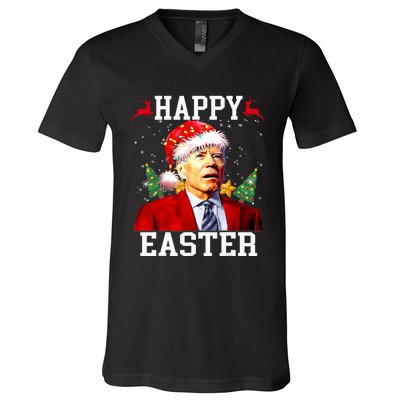 Santa Joe Biden Happy Easter Ugly Christmas V-Neck T-Shirt