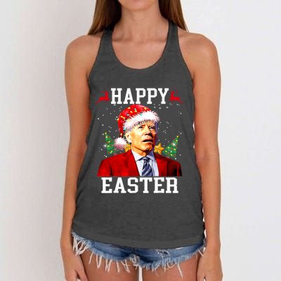 Santa Joe Biden Happy Easter Ugly Christmas Women's Knotted Racerback Tank