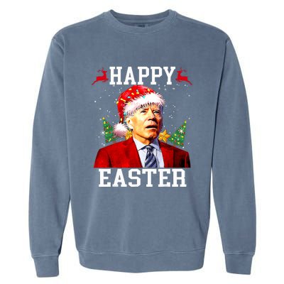 Santa Joe Biden Happy Easter Ugly Christmas Garment-Dyed Sweatshirt