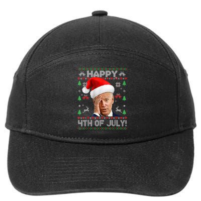 Santa Joe Biden Happy 4th Of July Funny Political Ugly Christmas Sweater 7-Panel Snapback Hat