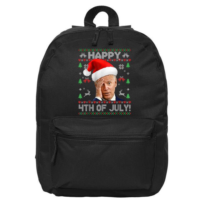 Santa Joe Biden Happy 4th Of July Funny Political Ugly Christmas Sweater 16 in Basic Backpack