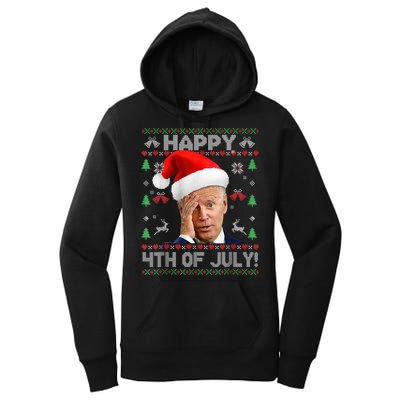 Santa Joe Biden Happy 4th Of July Funny Political Ugly Christmas Sweater Women's Pullover Hoodie