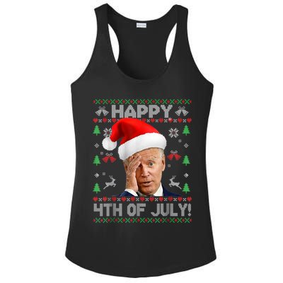 Santa Joe Biden Happy 4th Of July Funny Political Ugly Christmas Sweater Ladies PosiCharge Competitor Racerback Tank