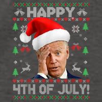 Santa Joe Biden Happy 4th Of July Funny Political Ugly Christmas Sweater Vector Backpack