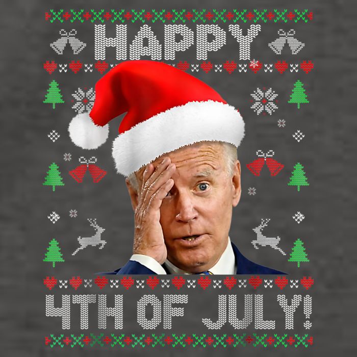 Santa Joe Biden Happy 4th Of July Funny Political Ugly Christmas Sweater Vector Backpack