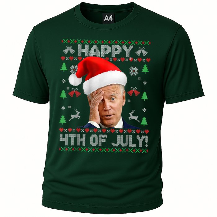 Santa Joe Biden Happy 4th Of July Funny Political Ugly Christmas Sweater Cooling Performance Crew T-Shirt