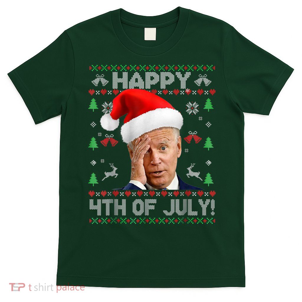 Santa Joe Biden Happy 4th Of July Funny Political Ugly Christmas Sweater T-Shirt